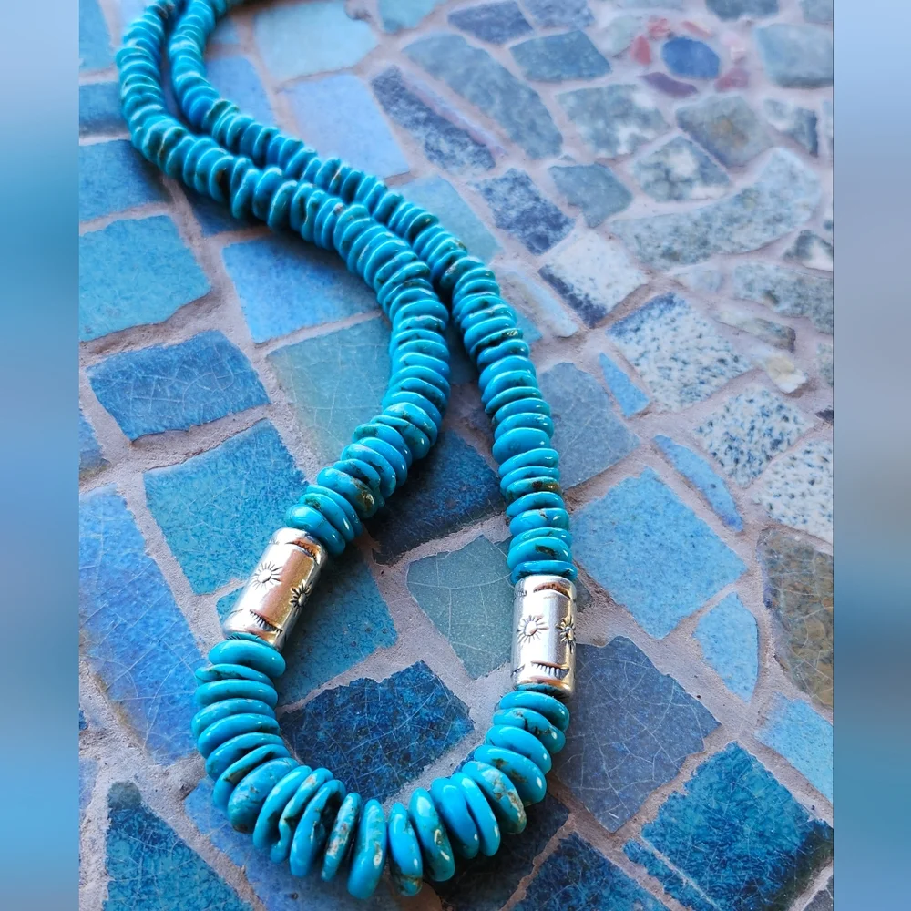 Sterling Silver Genuine Turquoise Necklace - Picture 7 of 17
